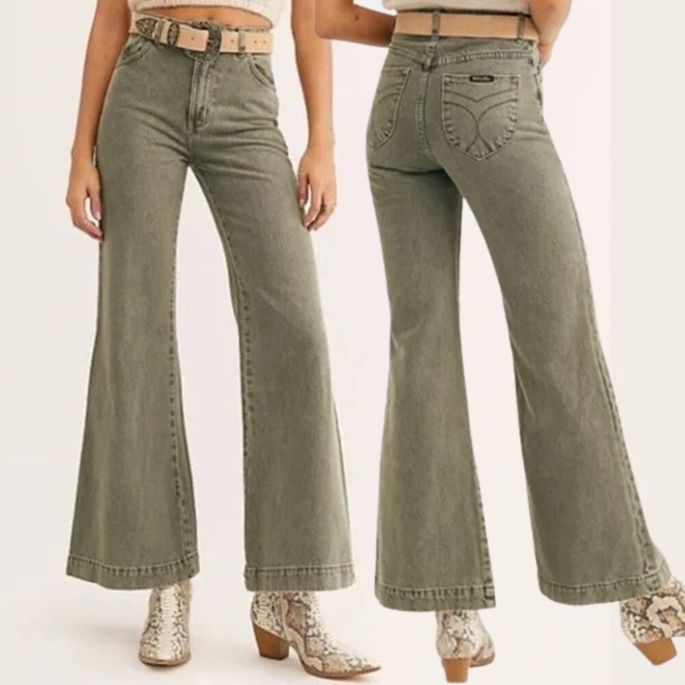 Rolla's Eastcoast Flare High Rise Jean - Big Sur Green - Size 30